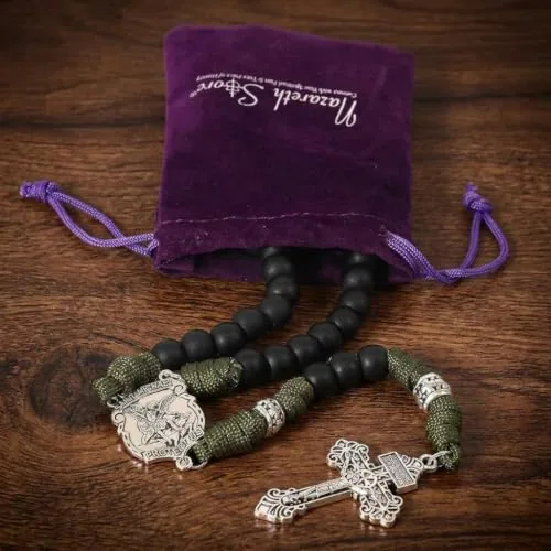 St. Michael Paracord Rosary, Black Beads view 4