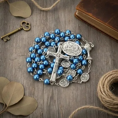 Pearl Rosary with St. Michael Medal and Chalice