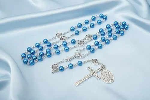 Pearl Rosary with St. Michael Medal and Chalice view 3