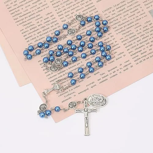 Pearl Rosary with St. Michael Medal and Chalice view 6