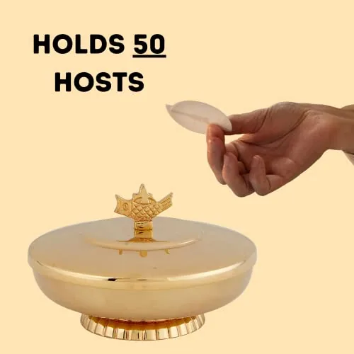 Needzo Small Brass Ciborium, Loaves and Fish Handle (50) view 2