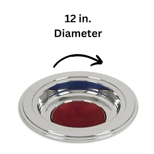 Needzo Stainless Steel Offering Plate, Burgundy Felt, 12 in