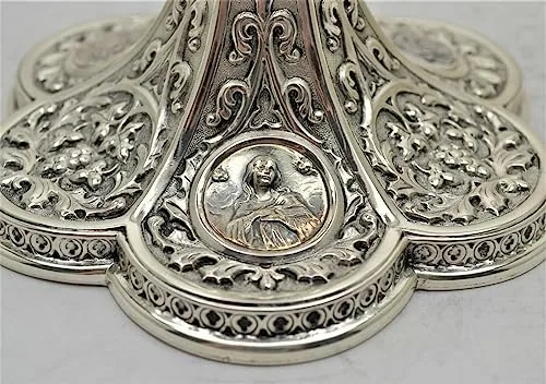 Gothic Silver Plated Chalice and Paten, Holy Family Panels view 4