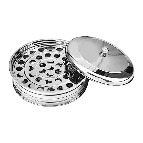 Two-Tray Stainless Steel Communion Set with Lid