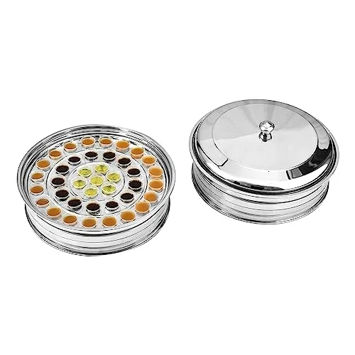 Three-Tray Stainless Steel Communion Set with Lid view 3