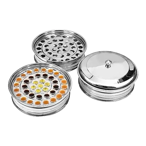 Three-Tray Stainless Steel Communion Set with Lid view 4