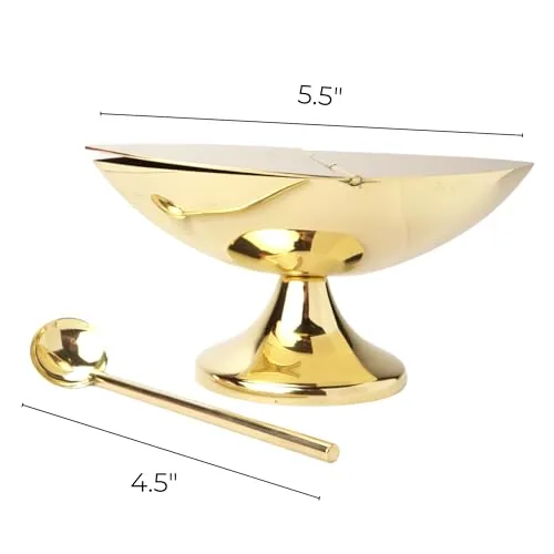 Needzo Brass Incense Boat with Spoon, 5.5 in view 3