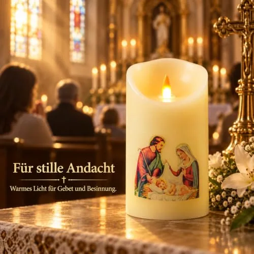 QQFCTOO LED Prayer Candle, Holy Family Image view 3