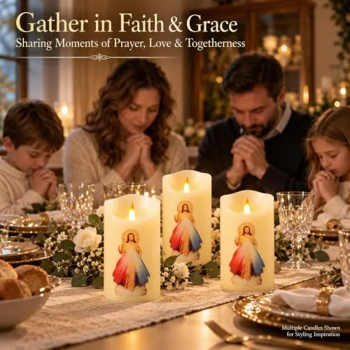LED Prayer Candle with Image of Jesus view 5