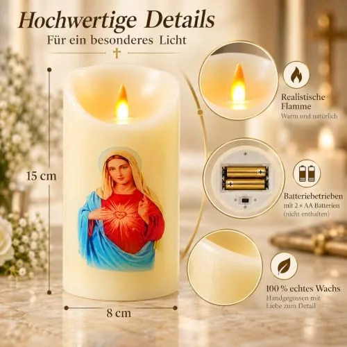 LED Prayer Candle with Virgin Mary Image