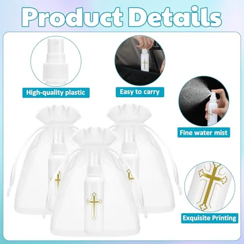 CroBlissful Holy Water Spray Bottles with Bags, 48-Pack view 3