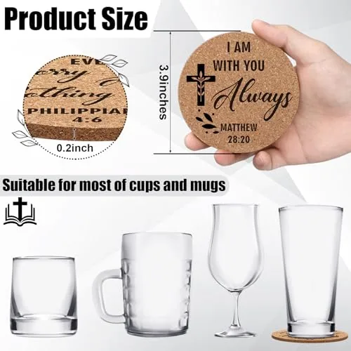 Hushee Bible Verse Cork Coasters, 50 Pack view 3