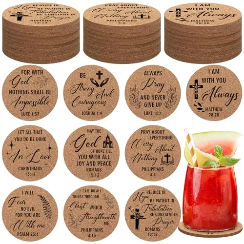 Hushee Bible Verse Cork Coasters, 50 Pack view 6