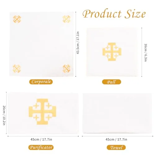 TALPGOD Poly-Cotton Altar Linen Set with Gold Cross, 4 Pack view 2