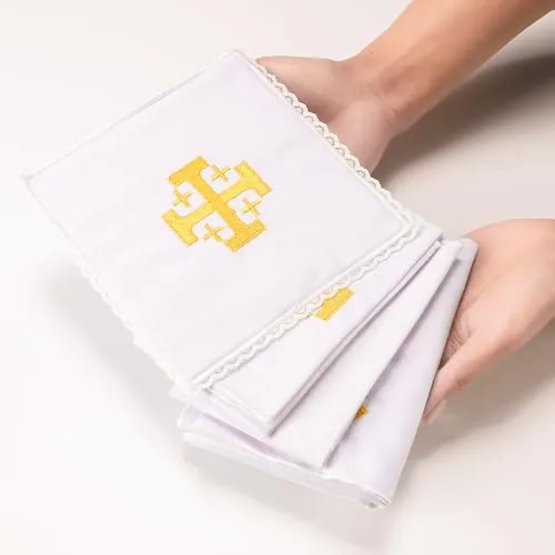 TALPGOD Poly-Cotton Altar Linen Set with Gold Cross, 4 Pack view 5