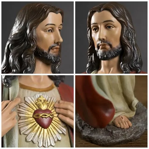 BC Catholic Sacred Heart of Jesus, 24.5 in Hand-Painted view 2