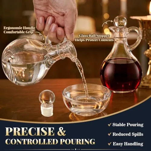 Hiboom Glass Cruet Set with Gold Tone Tray, 12 oz (2) view 4
