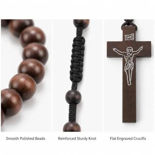 Chaf5dox Wooden Rosaries with Organza Bags, 12-Pack view 3