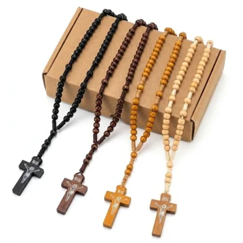 Chaf5dox Wooden Rosaries with Organza Bags, 12-Pack view 4