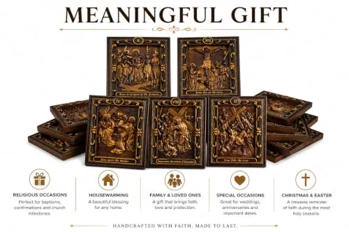 Kozakworkshop Hand-Carved Oak Stations of the Cross